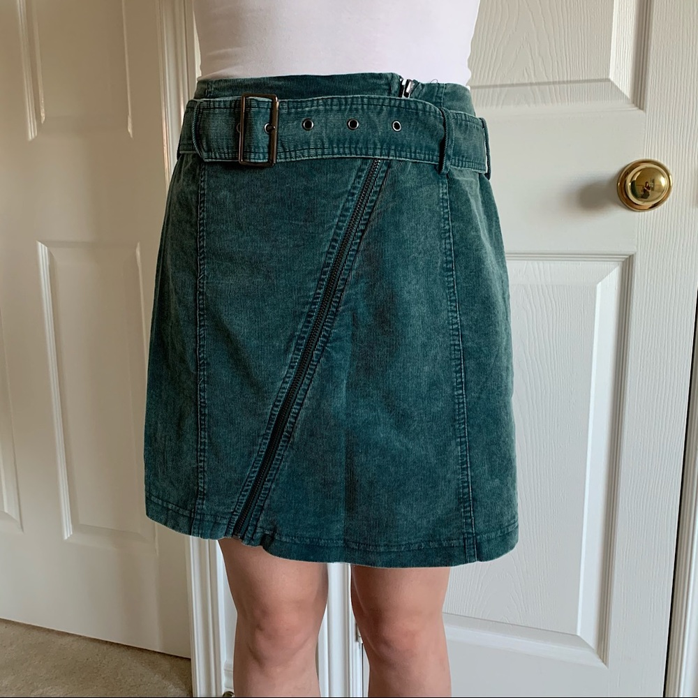 NWOT Green Corduroy Mini Skirt